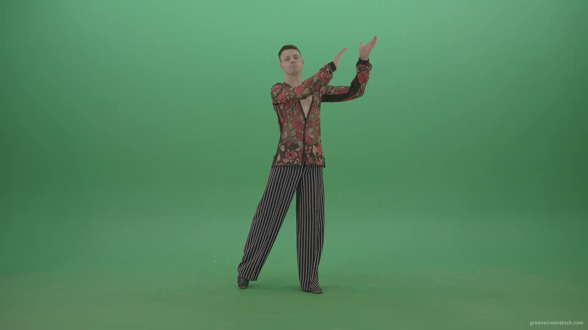 Man-standing-in-front-view-isolated-on-green-screen-clap-in-hands-4K-Video-Footage-1920_001 Green Screen Stock