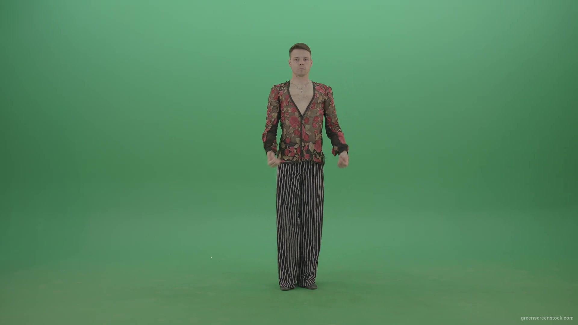 Man-standing-in-front-view-isolated-on-green-screen-clap-in-hands-4K-Video-Footage-1920_009 Green Screen Stock