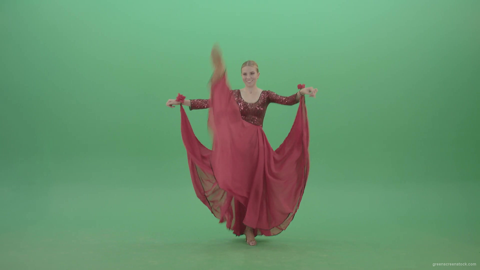 Moulin-rouge-dancing-girl-in-red-dress-jumping-on-green-screen-4K-Video-Footage-1920_002 Green Screen Stock