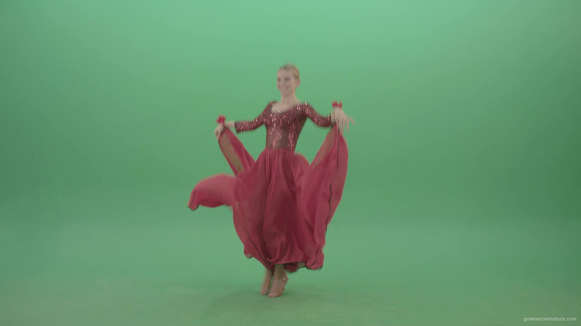 Moulin-rouge-dancing-girl-in-red-dress-jumping-on-green-screen-4K-Video-Footage-1920_007 Green Screen Stock