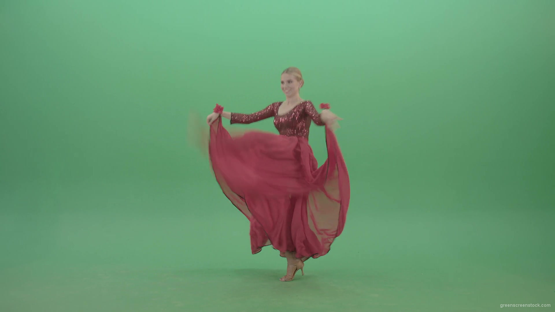 Moulin-rouge-dancing-girl-in-red-dress-jumping-on-green-screen-4K-Video-Footage-1920_008 Green Screen Stock