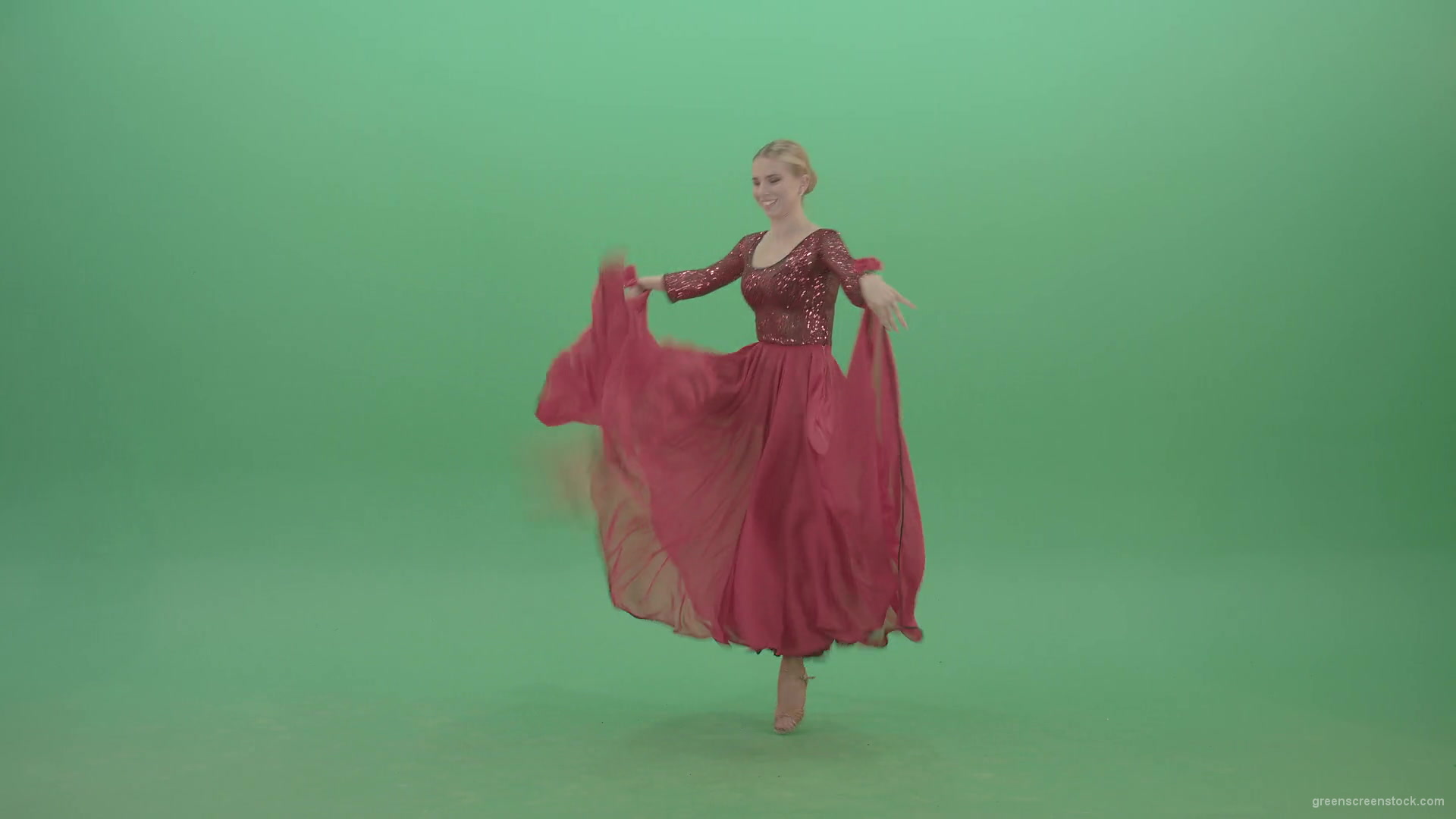 Moulin-rouge-dancing-girl-in-red-dress-jumping-on-green-screen-4K-Video-Footage-1920_009 Green Screen Stock