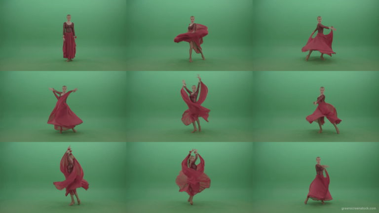 Passion-elegant-girl-in-red-dress-dancing-flamenco-isolated-on-green-screen-4K-Video-Footage-1920 Green Screen Stock
