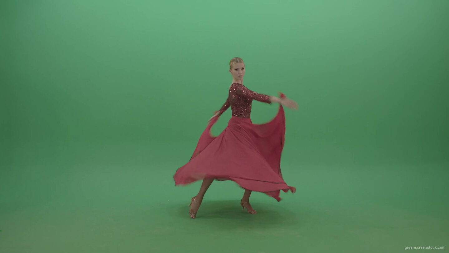 vj video background Passion-elegant-girl-in-red-dress-dancing-flamenco-isolated-on-green-screen-4K-Video-Footage-1920_003