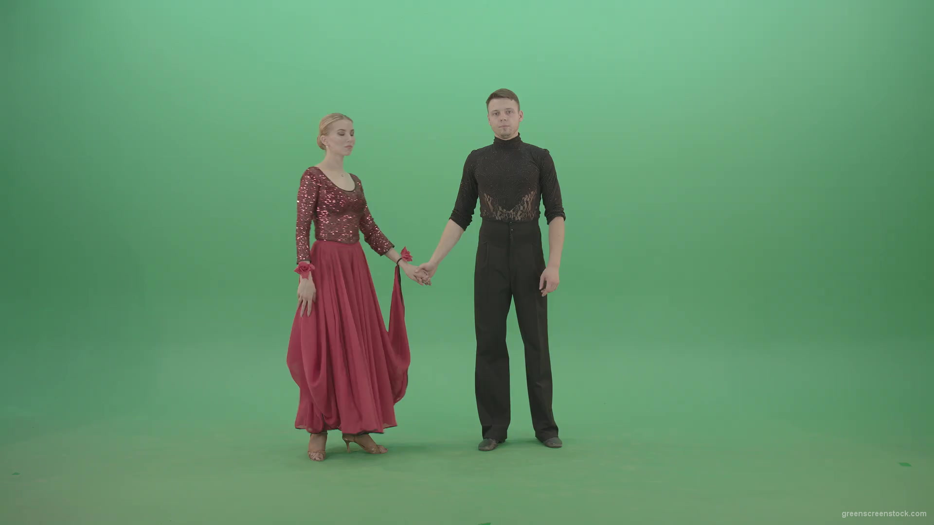 Passion-latino-ballroom-dance-by-lovely-couple-man-and-girl-isolated-on-green-screen-4K-Video-Footage-1920_001 Green Screen Stock