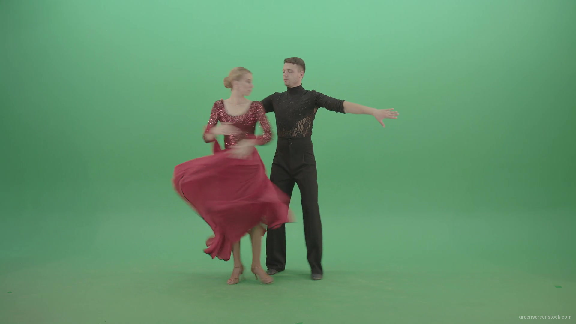 Passion-latino-ballroom-dance-by-lovely-couple-man-and-girl-isolated-on-green-screen-4K-Video-Footage-1920_002 Green Screen Stock