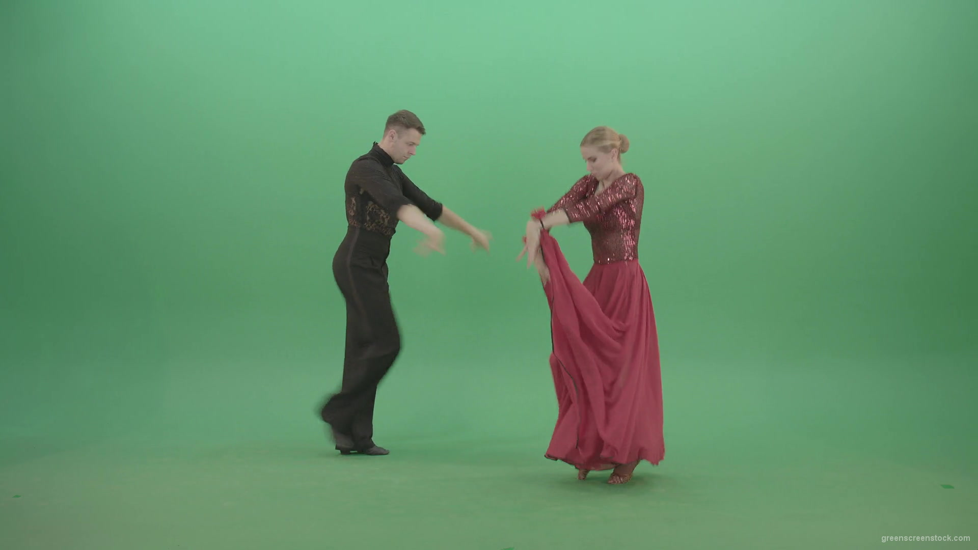 Passion-latino-ballroom-dance-by-lovely-couple-man-and-girl-isolated-on-green-screen-4K-Video-Footage-1920_007 Green Screen Stock