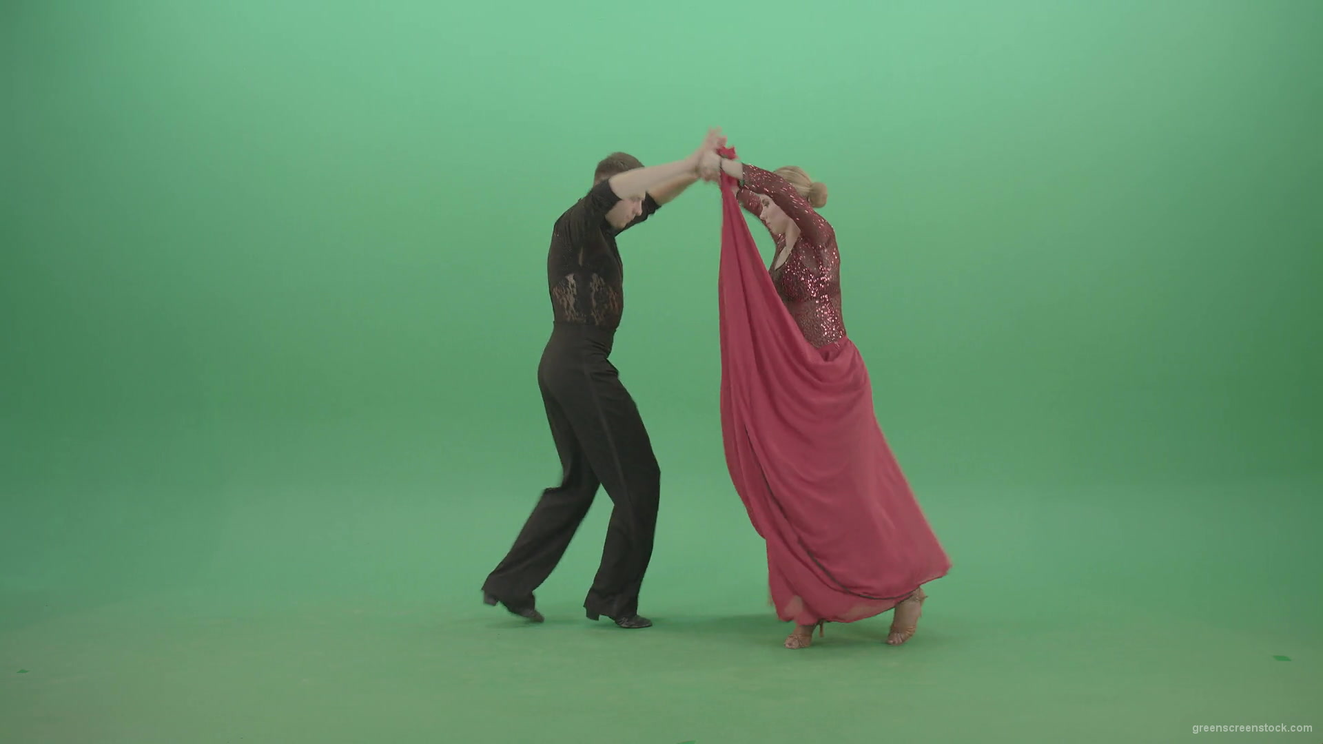 Passion-latino-ballroom-dance-by-lovely-couple-man-and-girl-isolated-on-green-screen-4K-Video-Footage-1920_008 Green Screen Stock