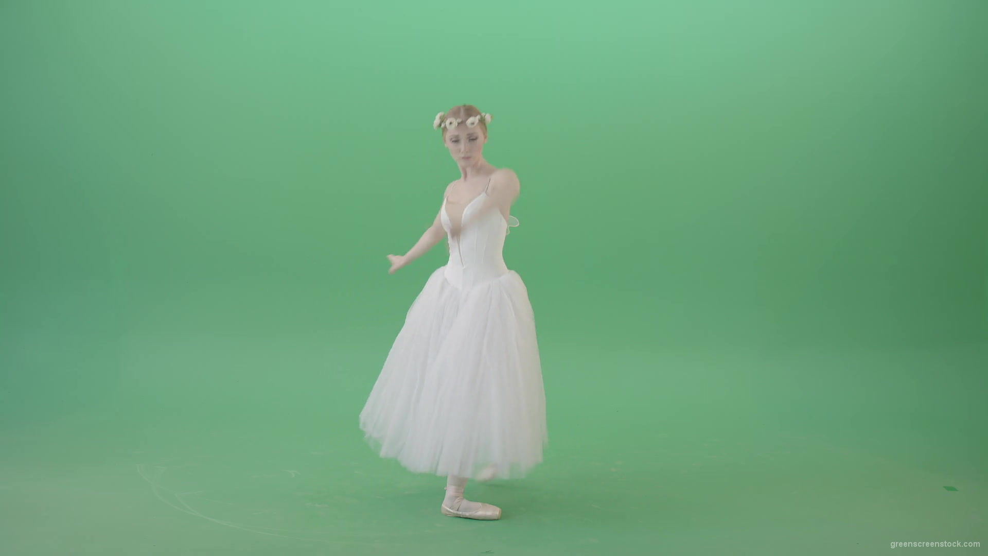 Royal-elegant-greetings-regards-by-Ballet-Dancer-Girl-in-White-Dress-on-Green-Screen-4K-Video-Clip-1920_006 Green Screen Stock