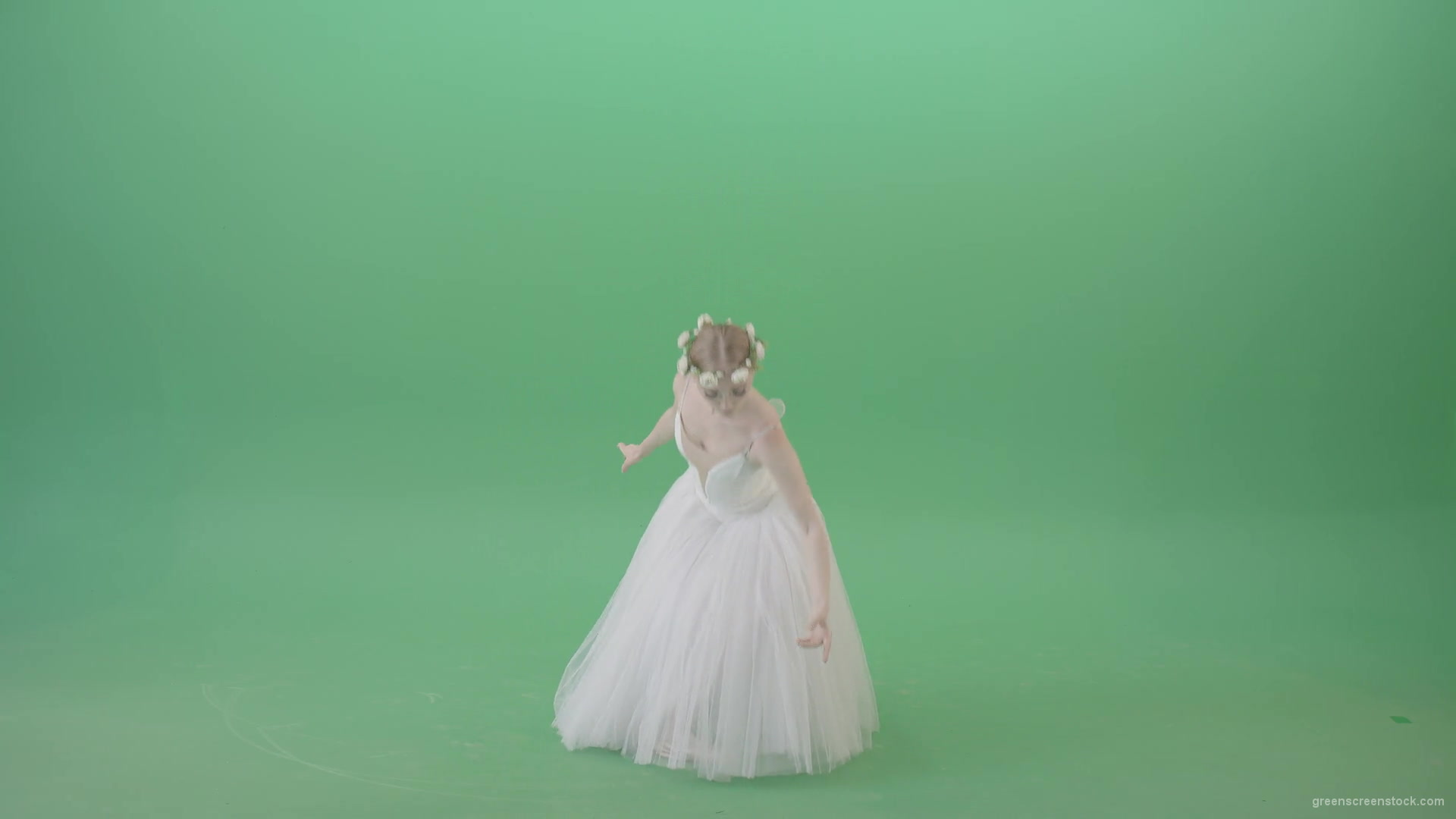 Royal-elegant-greetings-regards-by-Ballet-Dancer-Girl-in-White-Dress-on-Green-Screen-4K-Video-Clip-1920_008 Green Screen Stock