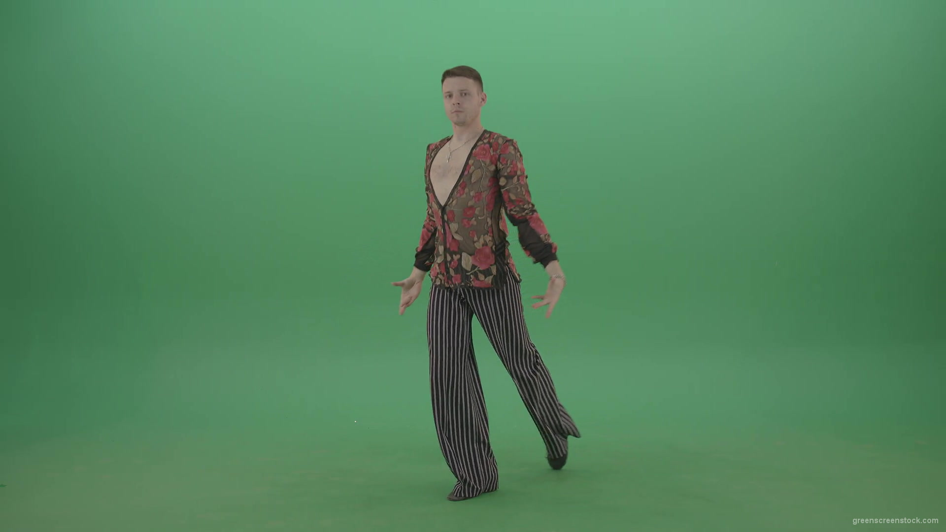 Rumba-Man-get-down-on-one-knees-and-clapping-in-hands-over-green-screen-4K-Video-Footage--1920_009 Green Screen Stock