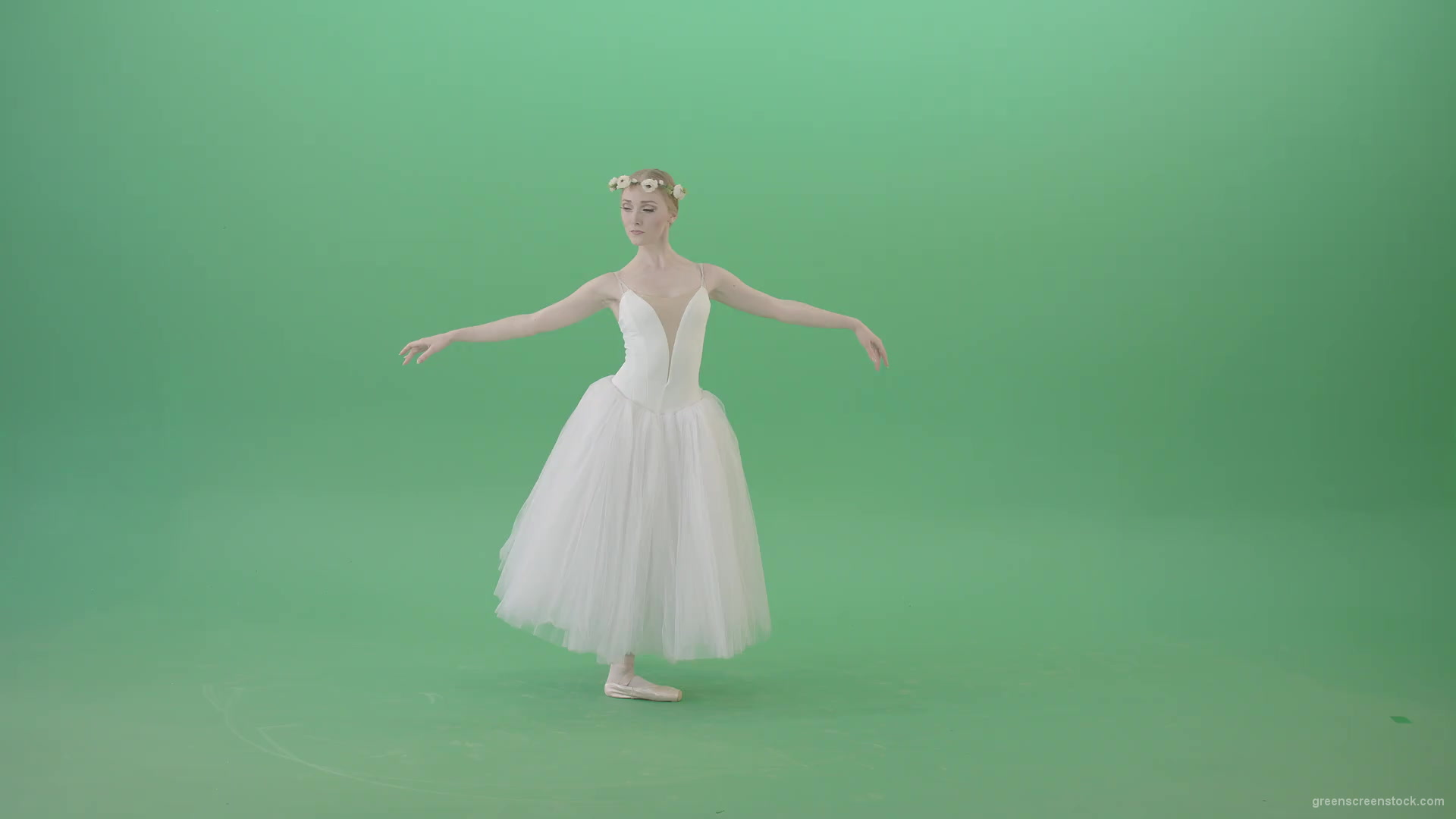 Sensuality-Choreographer-making-regards-in-white-dress-amazing-ballet-girl-isolated-on-green-screen-4K-Video-Footage-1920_001 Green Screen Stock