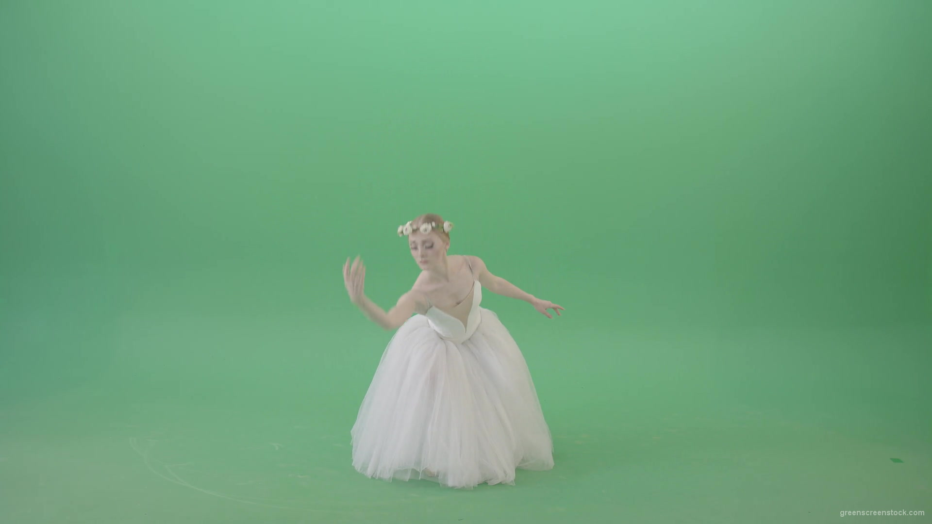 Sensuality-Choreographer-making-regards-in-white-dress-amazing-ballet-girl-isolated-on-green-screen-4K-Video-Footage-1920_004 Green Screen Stock