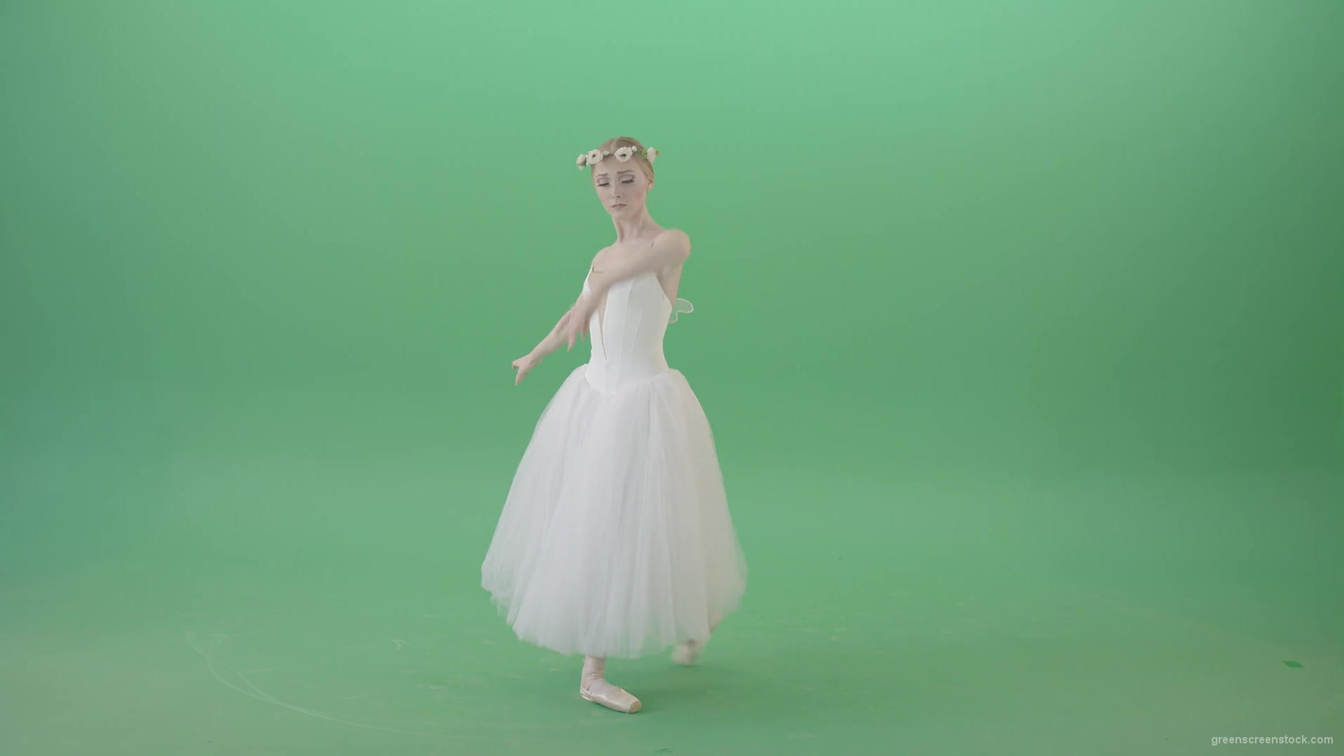 Sensuality-Choreographer-making-regards-in-white-dress-amazing-ballet-girl-isolated-on-green-screen-4K-Video-Footage-1920_006 Green Screen Stock