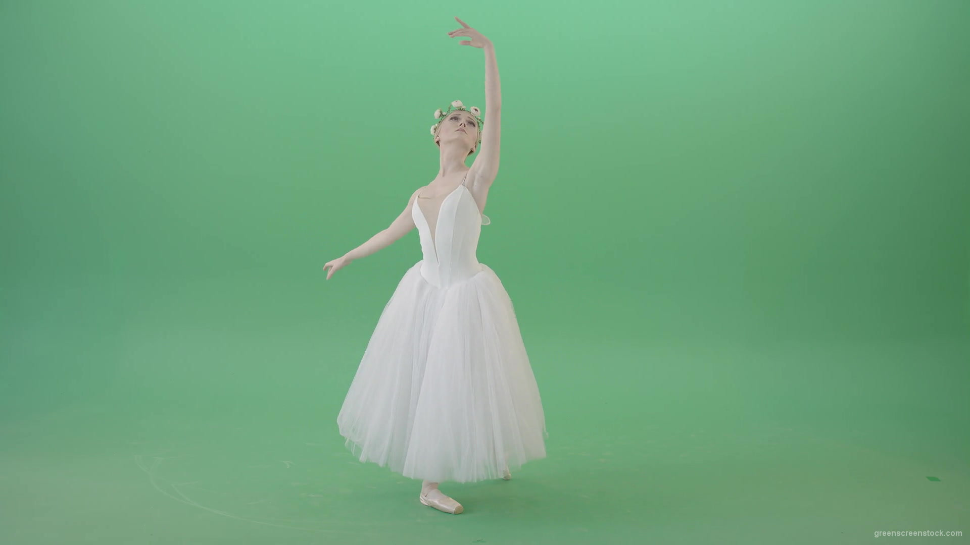 Sensuality-Choreographer-making-regards-in-white-dress-amazing-ballet-girl-isolated-on-green-screen-4K-Video-Footage-1920_007 Green Screen Stock