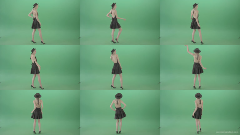 Sexy-blonde-girl-dancing-in-black-fashion-wear-dress-isolated-on-chromakey-Green-Screen-Video-Footage-1920 Green Screen Stock