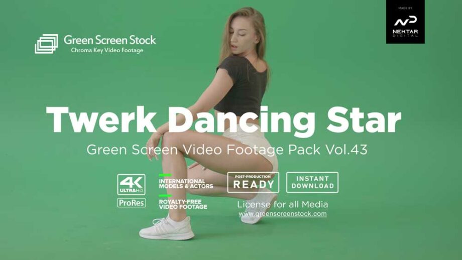 dancing twerk girl on green screen 4K Video Footage
