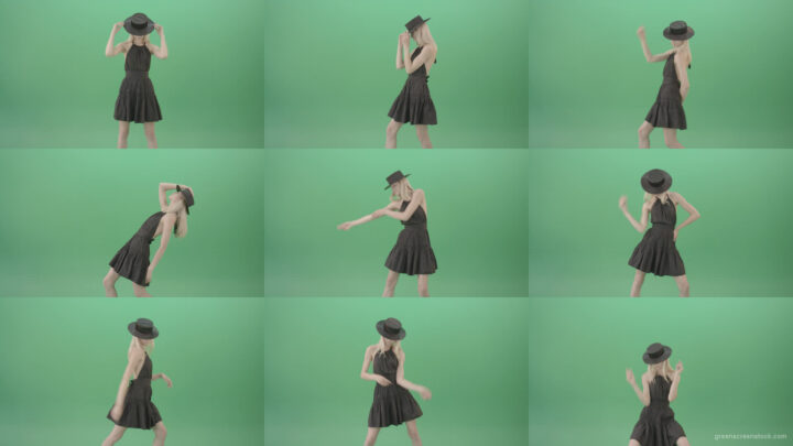 Video-Art-Fashion-Dance-by-Girl-in-black-outlet-and-dark-hat-on-green-screen-Video-Footage-1920 Green Screen Stock