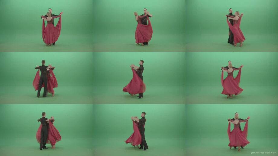 Young-couple-in-red-black-costume-spinning-dancing-ballroom-latina-dance-over-green-screen-4K-Video-Footage-1920 Green Screen Stock