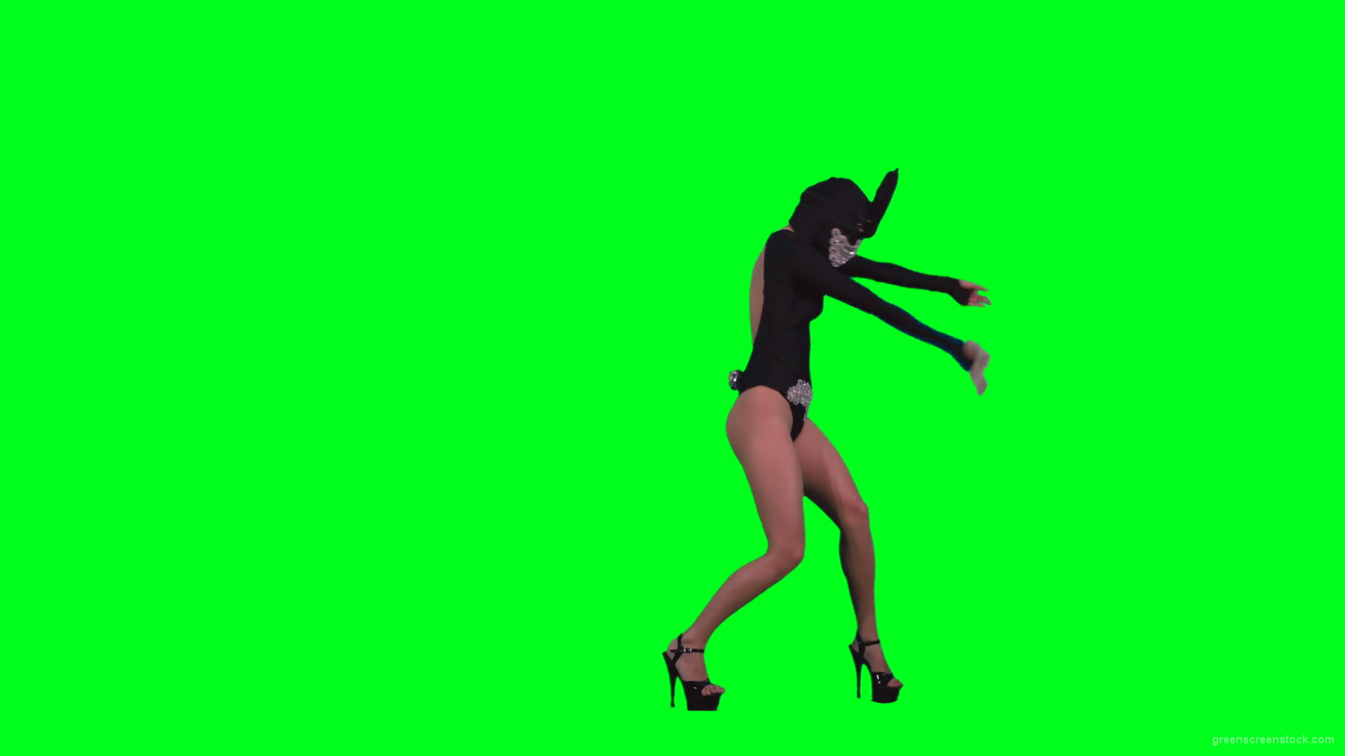 vj video background Amazing-black-banny-rabbit-girl-dancing-go-go-isolated-on-green-screen-RAVE-Video-Footage-1920_003