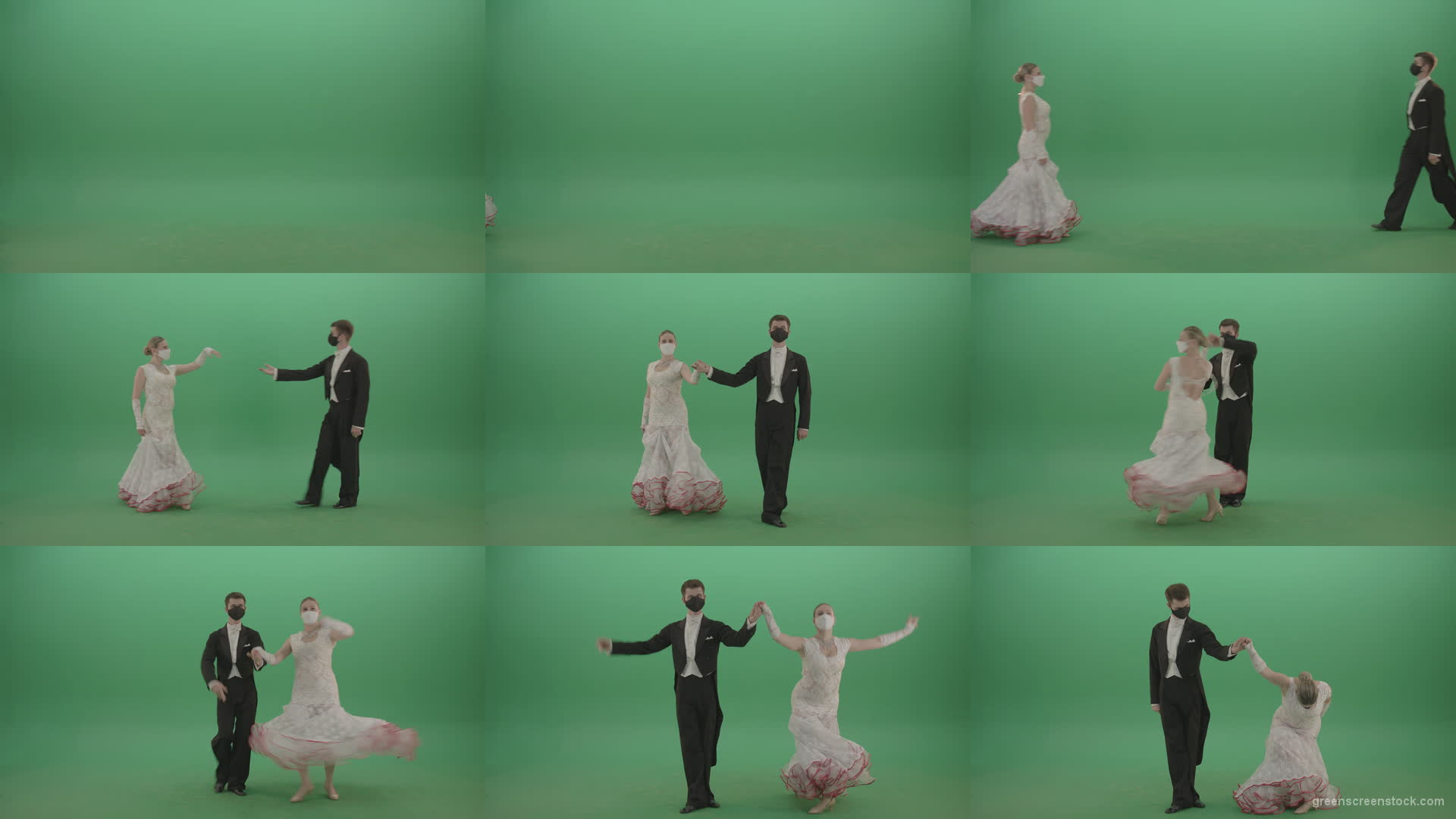 Ballroom-Dancers-Man-and-Woman-making-bowing-regards-and-welcome-Corona-Virus-on-green-screen-4K-Video-Footage-1920 Green Screen Stock