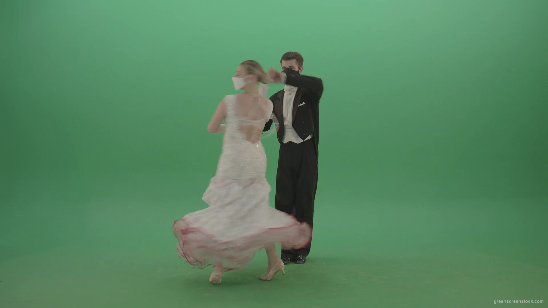 Ballroom-Dancers-Man-and-Woman-making-bowing-regards-and-welcome-Corona-Virus-on-green-screen-4K-Video-Footage-1920_006 Green Screen Stock