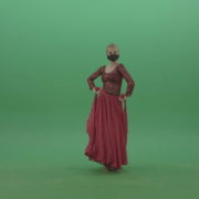 Beauty-Girl-with-black-mask-in-red-rumba-dress-waving-arms-isolated-on-green-screen-4K-Video-Footage-1-1920_007 Green Screen Stock