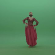 Beauty-Girl-with-black-mask-in-red-rumba-dress-waving-arms-isolated-on-green-screen-4K-Video-Footage-1920_002 Green Screen Stock