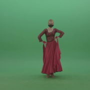 Beauty-Girl-with-black-mask-in-red-rumba-dress-waving-arms-isolated-on-green-screen-4K-Video-Footage-1920_006 Green Screen Stock