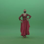 Beauty-Girl-with-black-mask-in-red-rumba-dress-waving-arms-isolated-on-green-screen-4K-Video-Footage-1920_009 Green Screen Stock