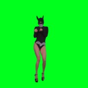 Black-Occult-Banny-Rabbit-dancing-girl-jumping-isolated-on-green-screen-4K-Video-Footage-1920_002 Green Screen Stock