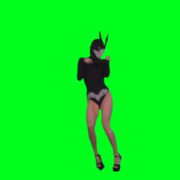 Black-Occult-Banny-Rabbit-dancing-girl-jumping-isolated-on-green-screen-4K-Video-Footage-1920_004 Green Screen Stock