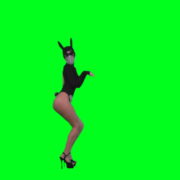 Black-Occult-Banny-Rabbit-dancing-girl-jumping-isolated-on-green-screen-4K-Video-Footage-1920_005 Green Screen Stock