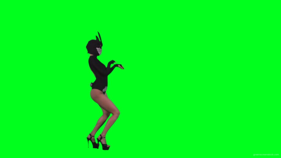 Black-Occult-Banny-Rabbit-dancing-girl-jumping-isolated-on-green-screen-4K-Video-Footage-1920_006 Green Screen Stock
