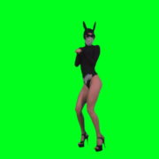 Black-Occult-Banny-Rabbit-dancing-girl-jumping-isolated-on-green-screen-4K-Video-Footage-1920_008 Green Screen Stock