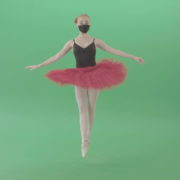 Blonde-Ballet-Girl-dancing-and-jumping-in-red-black-mask-isolated-on-green-screen-4K-Video-Footage--1920_007 Green Screen Stock