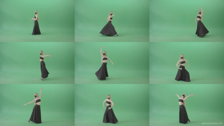 Blonde-Ballet-girl-in-black-dress-and-mask-dancing-Corona-Virus-flamenco-on-green-screen-4K-Video-Footage-1920 Green Screen Stock
