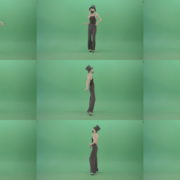 Blonde-Girl-in-Black-Cylinder-Hat-dancing-slowly-in-Corona-VIrus-Mask-on-green-screen-VIdeo-Footage-1920 Green Screen Stock