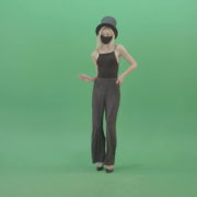 Blonde-Girl-in-Black-Cylinder-Hat-dancing-slowly-in-Corona-VIrus-Mask-on-green-screen-VIdeo-Footage-1920_002 Green Screen Stock