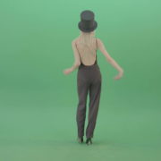 Blonde-Girl-in-Black-Cylinder-Hat-dancing-slowly-in-Corona-VIrus-Mask-on-green-screen-VIdeo-Footage-1920_006 Green Screen Stock