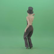 Blonde-Girl-in-Black-Cylinder-Hat-dancing-slowly-in-Corona-VIrus-Mask-on-green-screen-VIdeo-Footage-1920_007 Green Screen Stock