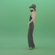 Blonde-Girl-in-Black-Cylinder-Hat-dancing-slowly-in-Corona-VIrus-Mask-on-green-screen-VIdeo-Footage-1920_009 Green Screen Stock
