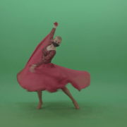 Blonde-Girl-in-red-Flamenco-Dress-makes-spinning-bowing-isolated-on-green-screen-4K-Video-Footage-1920_007 Green Screen Stock