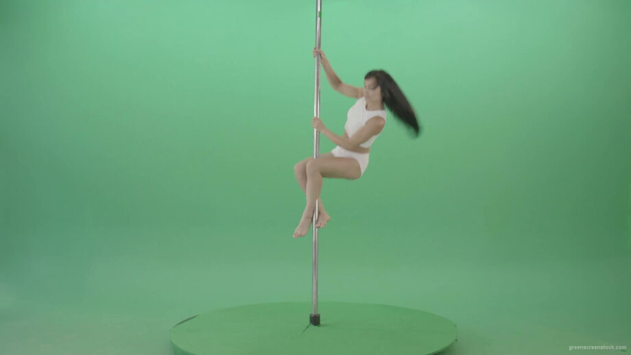 vj video background Dark-Hair-Girl-in-White-body-dress-underwear-spinning-on-the-pilon-showing-exotic-dance-over-green-screen-4K-Video-Footage-1920_003