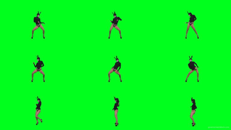 Girl-in-Black-Bunny-Costume-squatting-in-go-go-style-isolated-on-green-screen-4K-Video-Footage-1-1920 Green Screen Stock