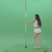 Go-Go-Girl-in-white-dress-spinning-on-the-pole-and-sit-on-a-twine-on-green-screen-4K-Video-Footage-1920_001 Green Screen Stock