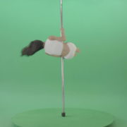 vj video background Go-Go-Girl-in-white-dress-spinning-on-the-pole-and-sit-on-a-twine-on-green-screen-4K-Video-Footage-1920_003