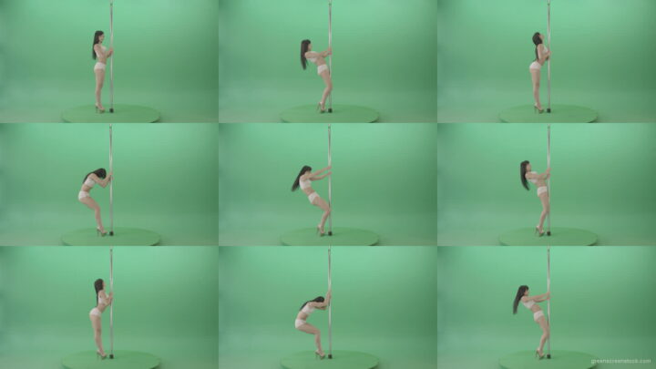 Pole-Dancing-Girl-waving-with-body-on-green-screen-4K-Video-Footage-1920 Green Screen Stock