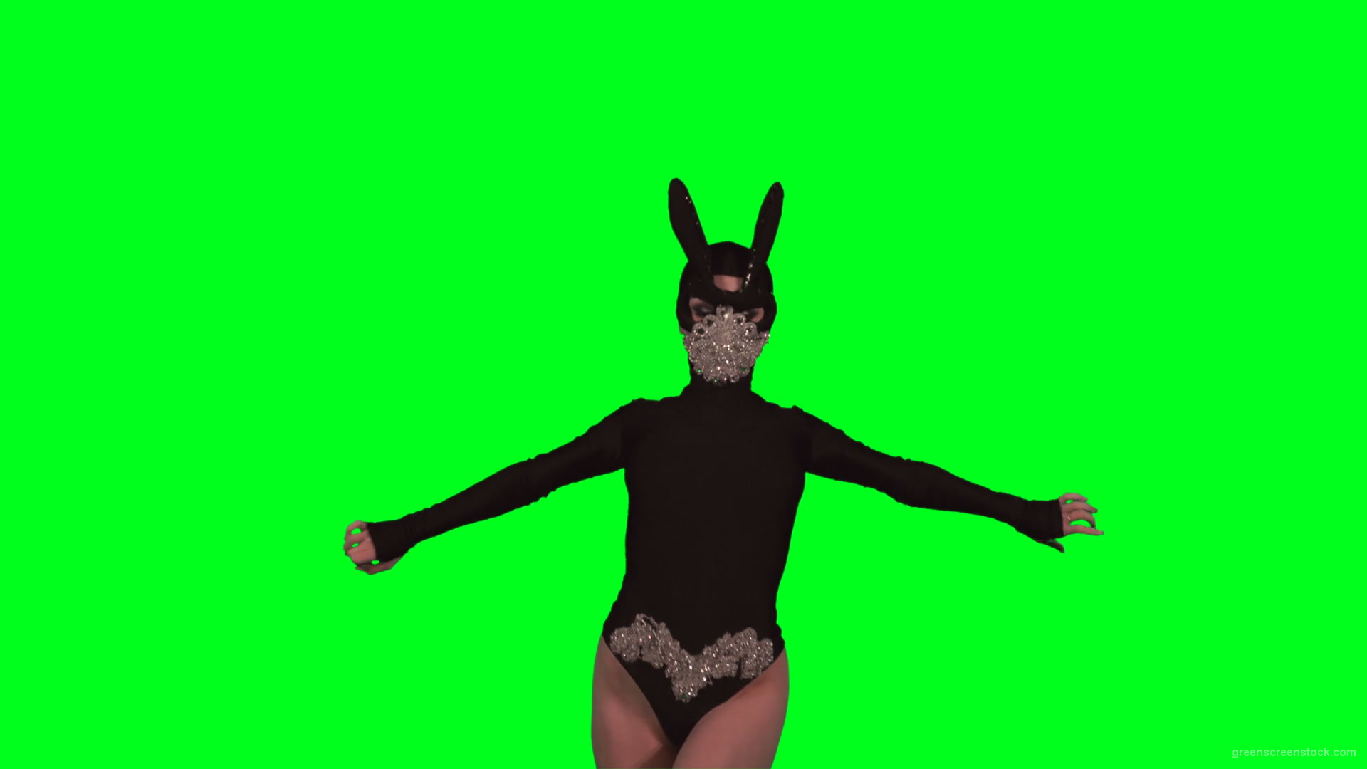 Rave-Calling-EDM-Go-Go-Dancing-Girl-performs-on-green-screen-4K-Video-Footage-1920_007 Green Screen Stock