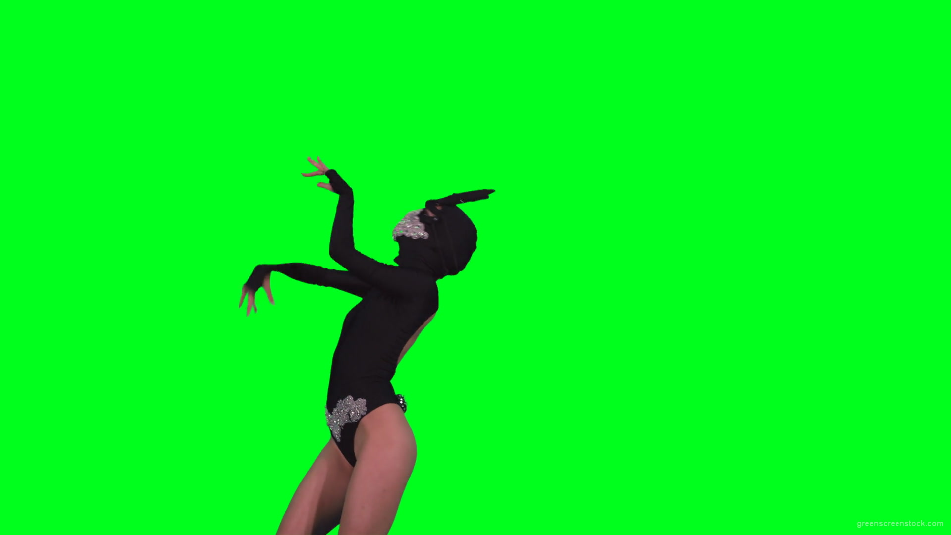 Sexy-Bunny-Girl-in-Rabbit-black-mask-chilling-with-animal-instict-isolated-on-green-screen-4K-Video-Footage-1920_005 Green Screen Stock